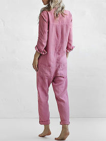 Women&#39;s Relaxed Fit Button Down Jumpsuit