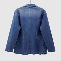 Women&#39;s Relaxed Fit Denim Jacket with Classic Collar