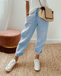 Women&#39;s Relaxed Fit Drawstring Waist Tapered Trousers
