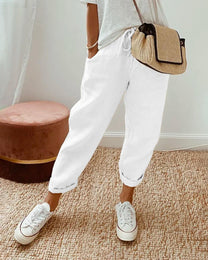 Women&#39;s Relaxed Fit Drawstring Waist Tapered Trousers