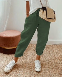 Women&#39;s Relaxed Fit Drawstring Waist Tapered Trousers