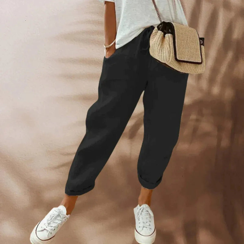 Women&#39;s Relaxed Fit Elastic Waist Lightweight Trousers