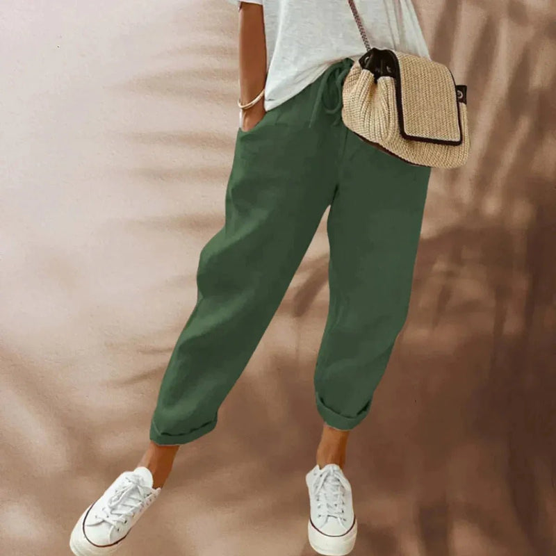 Women&#39;s Relaxed Fit Elastic Waist Lightweight Trousers