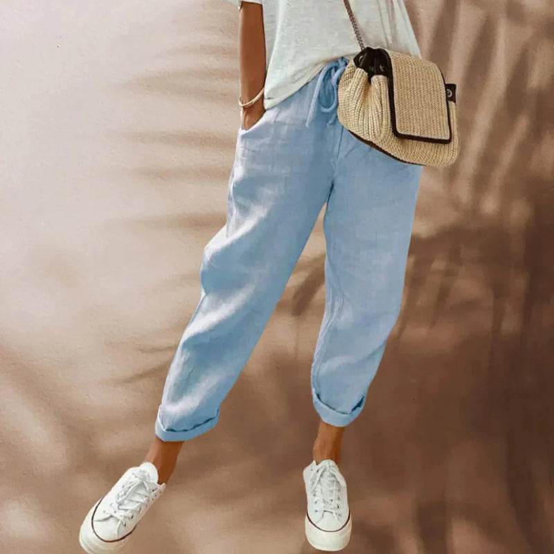 Women&#39;s Relaxed Fit Elastic Waist Lightweight Trousers