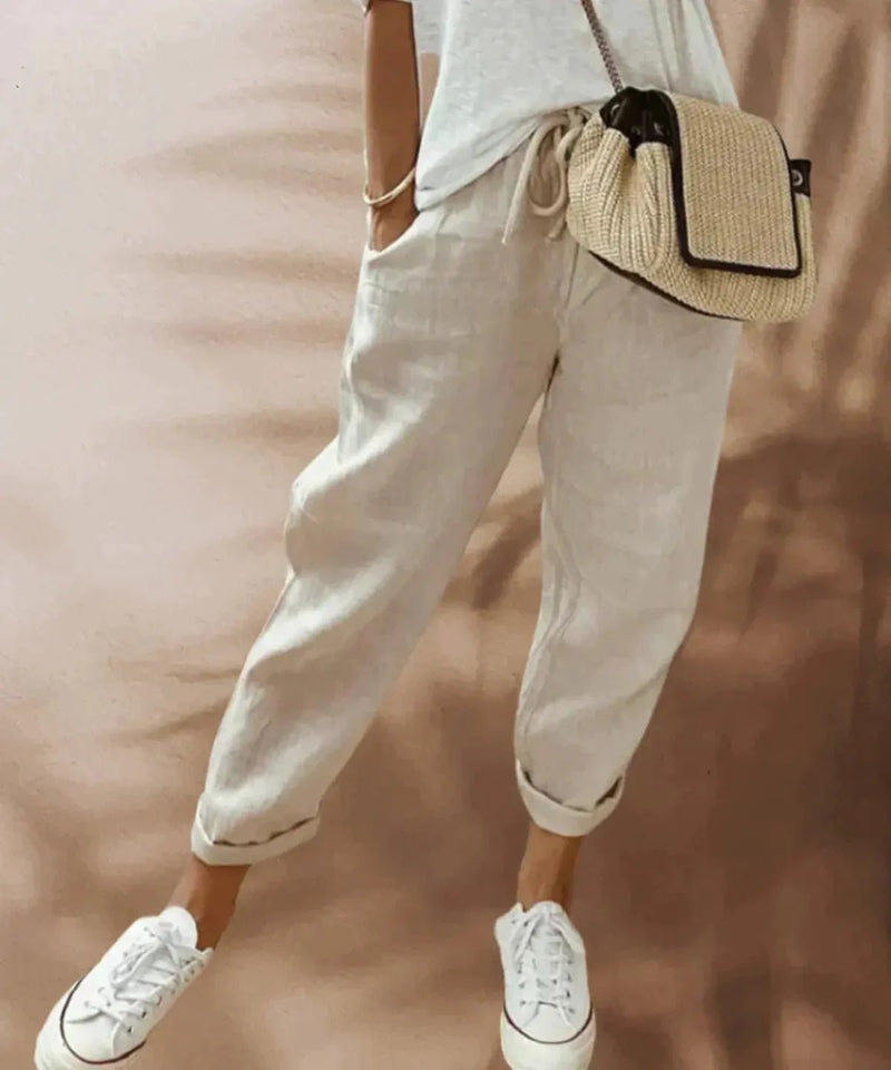 Women&#39;s Relaxed Fit Elastic Waist Lightweight Trousers