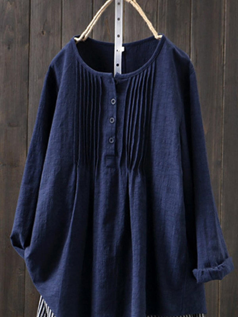 Women&#39;s Retro Cotton Linen Casual Shirt