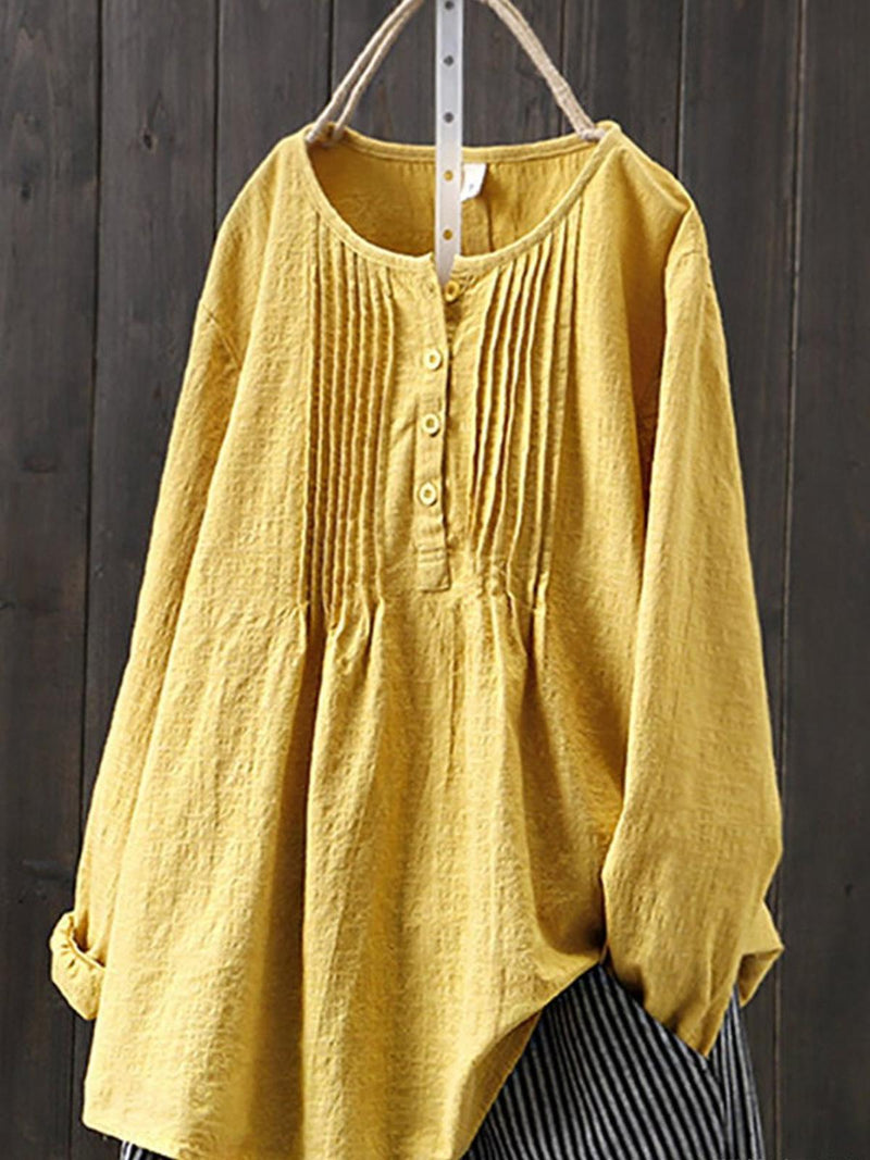 Women&#39;s Retro Cotton Linen Casual Shirt