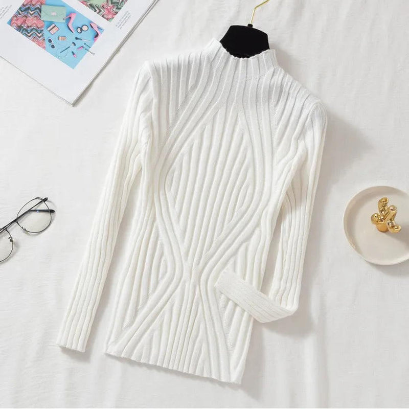 Women&#39;s Roll-Neck Jumper With Long Sleeves - Warm And Versatile