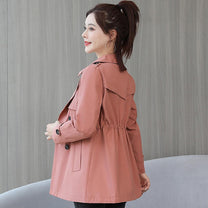 Women&#39;s Short Trench Coat With Adjustable Belt