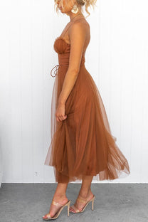 Women&#39;s Sleeveless Chiffon Maxi Dress With Tulle Overlay
