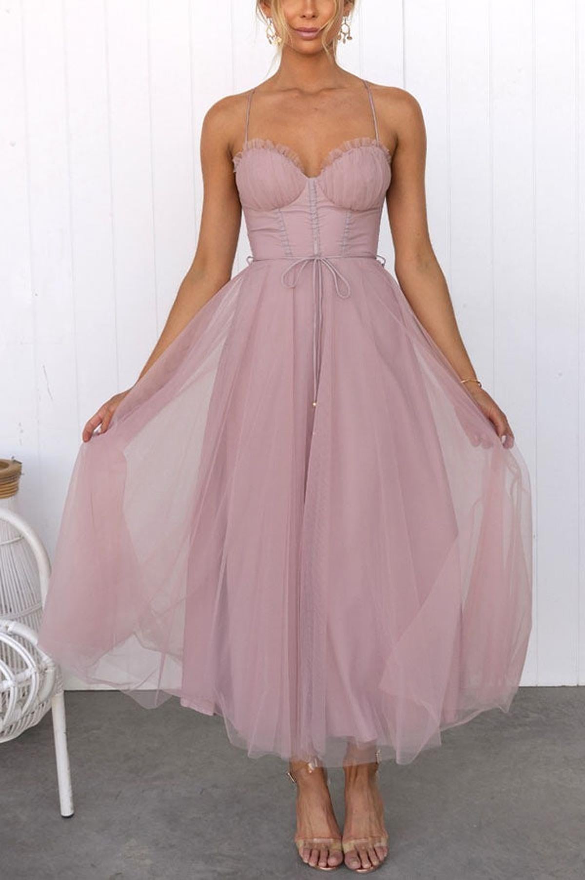 Women&#39;s Sleeveless Chiffon Maxi Dress With Tulle Overlay