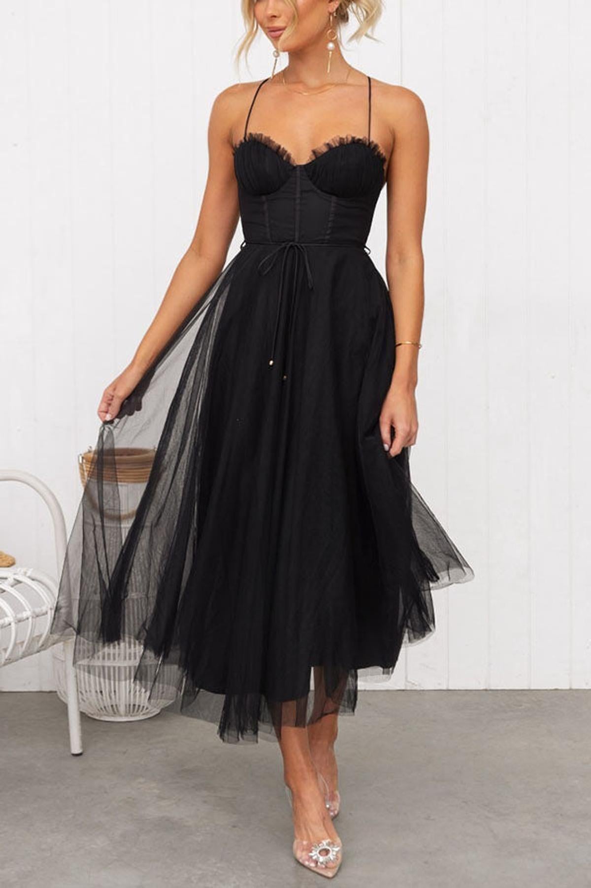 Women&#39;s Sleeveless Chiffon Maxi Dress With Tulle Overlay