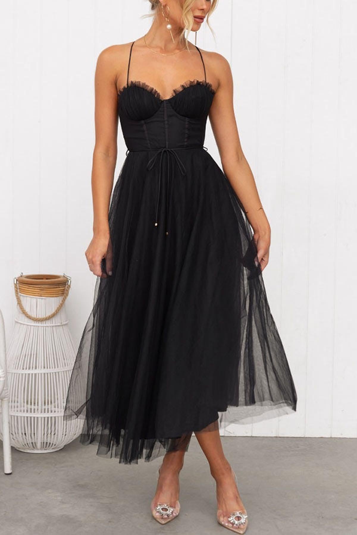 Women&#39;s Sleeveless Chiffon Maxi Dress With Tulle Overlay