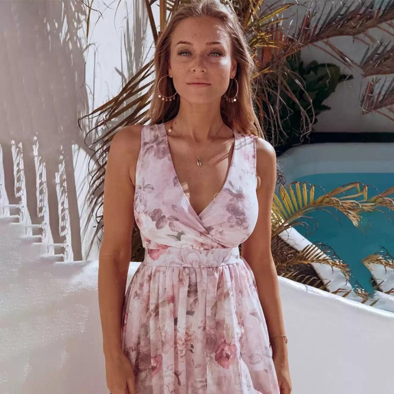 Women&#39;s Sleeveless Printed Maxi Dress