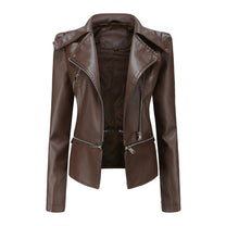 Women&#39;s Slim Fit PU Leather Motorcycle Jacket