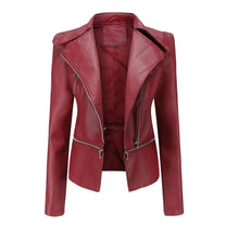 Women&#39;s Slim Fit PU Leather Motorcycle Jacket