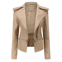 Women&#39;s Slim Fit PU Leather Motorcycle Jacket