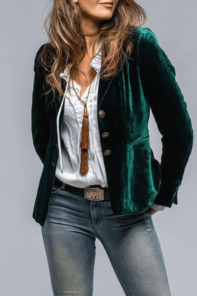 Women&#39;s Slim Fit Retro Lapel Blazer With Pockets
