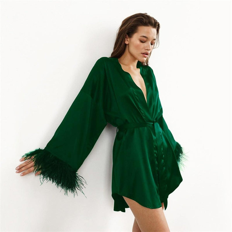 Women&#39;s Soft Bathrobe With Belt And Pockets