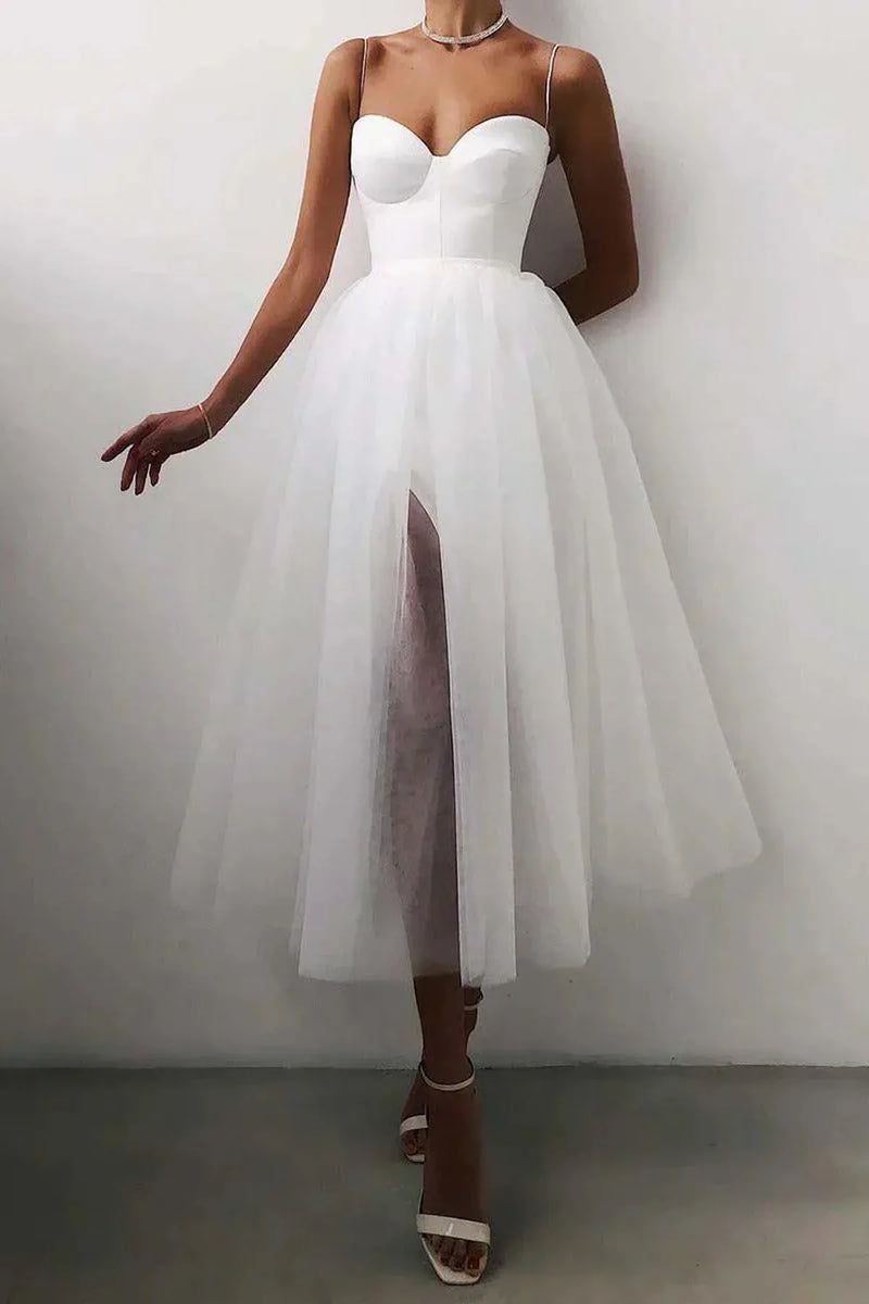 Women&#39;s Spaghetti Strap A-Line Midi Dress