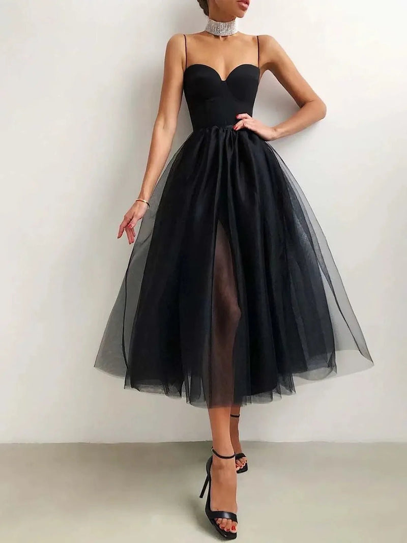Women&#39;s Spaghetti Strap A-Line Midi Dress