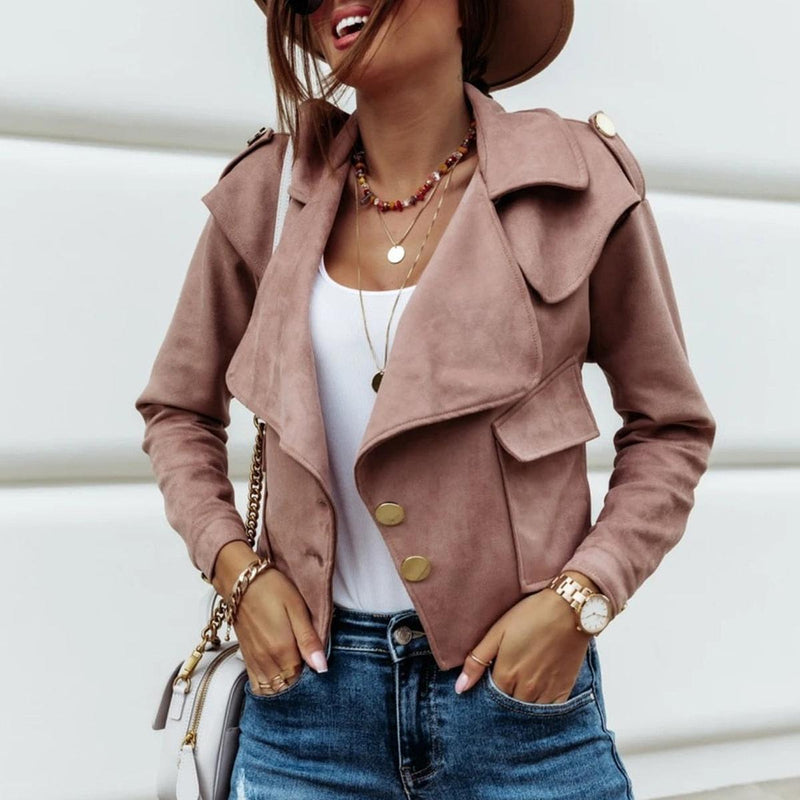 Women&#39;s Spring Jacket With Zipper And Pockets