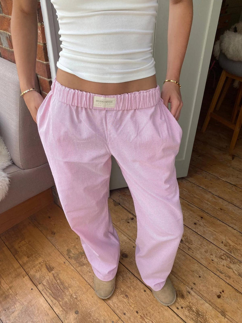 Women&#39;s Striped Lounge Trousers With Elastic Waistband