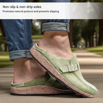 Women&#39;s Suede Loafers With Buckle - Lightweight And Comfortable