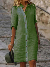 Women&#39;s Summer Button-Down Midi Dress