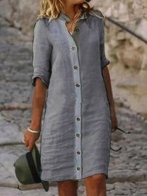 Women&#39;s Summer Button-Down Midi Dress