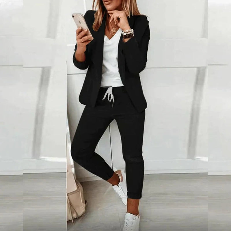 Women&#39;s Tailored Blazer Jogger Suit Set