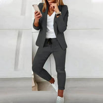 Women&#39;s Tailored Blazer Jogger Suit Set