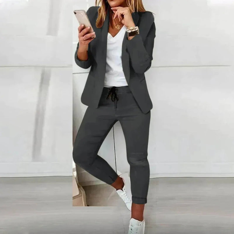 Women&#39;s Tailored Blazer Jogger Suit Set