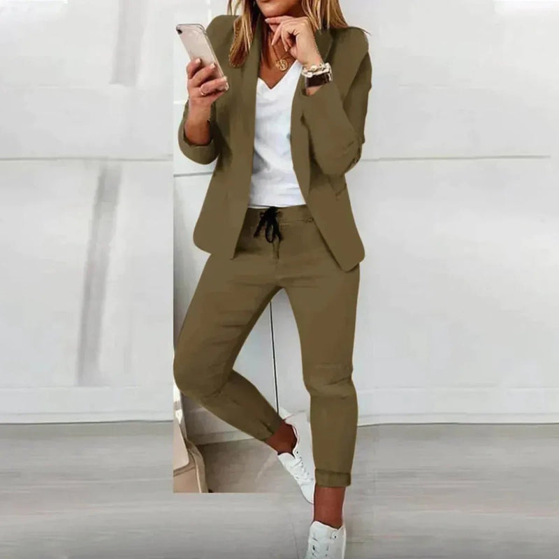 Women&#39;s Tailored Blazer Jogger Suit Set