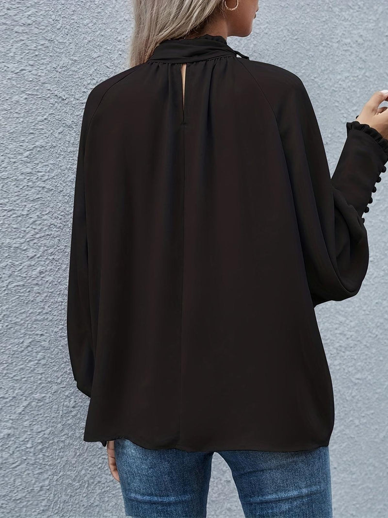 Women&#39;s Tie-Neck Puff Sleeve Blouse