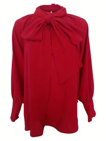 Women&#39;s Tie-Neck Puff Sleeve Blouse