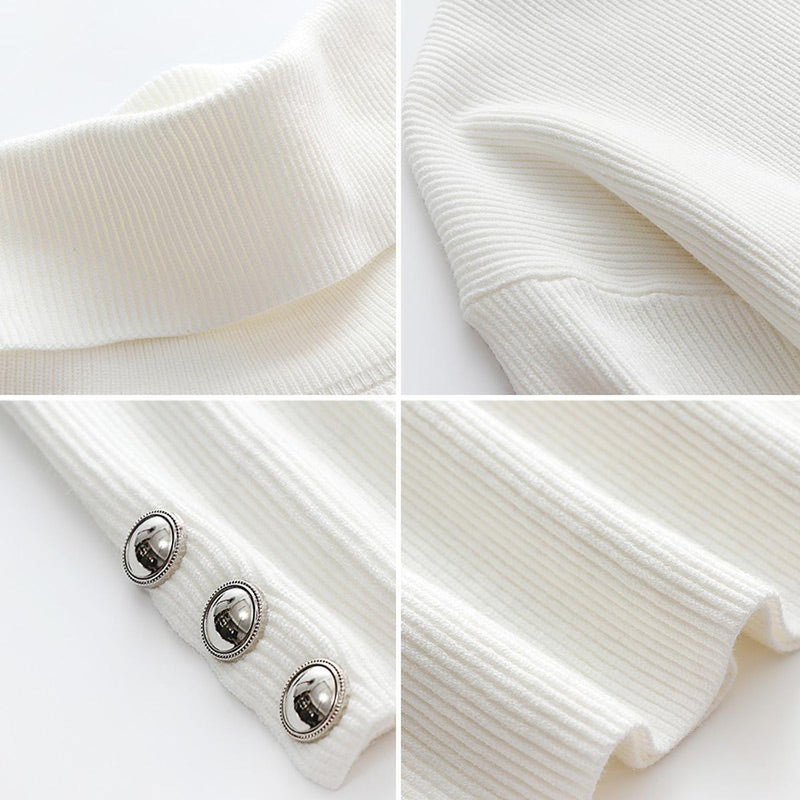 Women&#39;s Turtleneck Sweater With Button Detail
