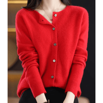 Women&#39;s V-Neck Cardigan Pullover With Button Details