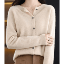 Women&#39;s V-Neck Cardigan Pullover With Button Details