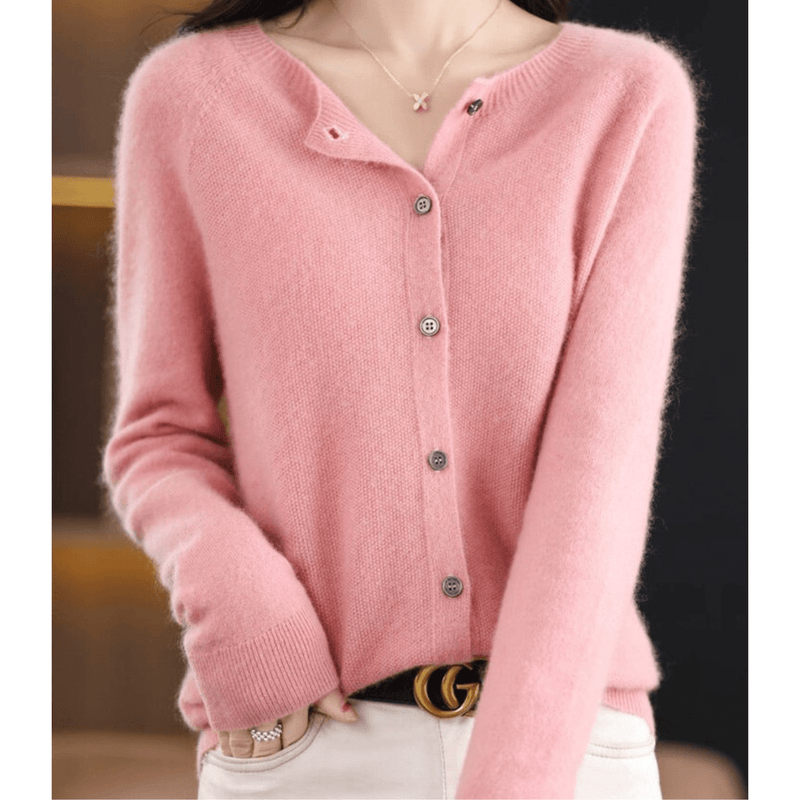 Women&#39;s V-Neck Cardigan Pullover With Button Details