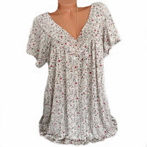 Women&#39;s V-Neck Floral Short Sleeve Shirt