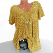 Women&#39;s V-Neck Floral Short Sleeve Shirt