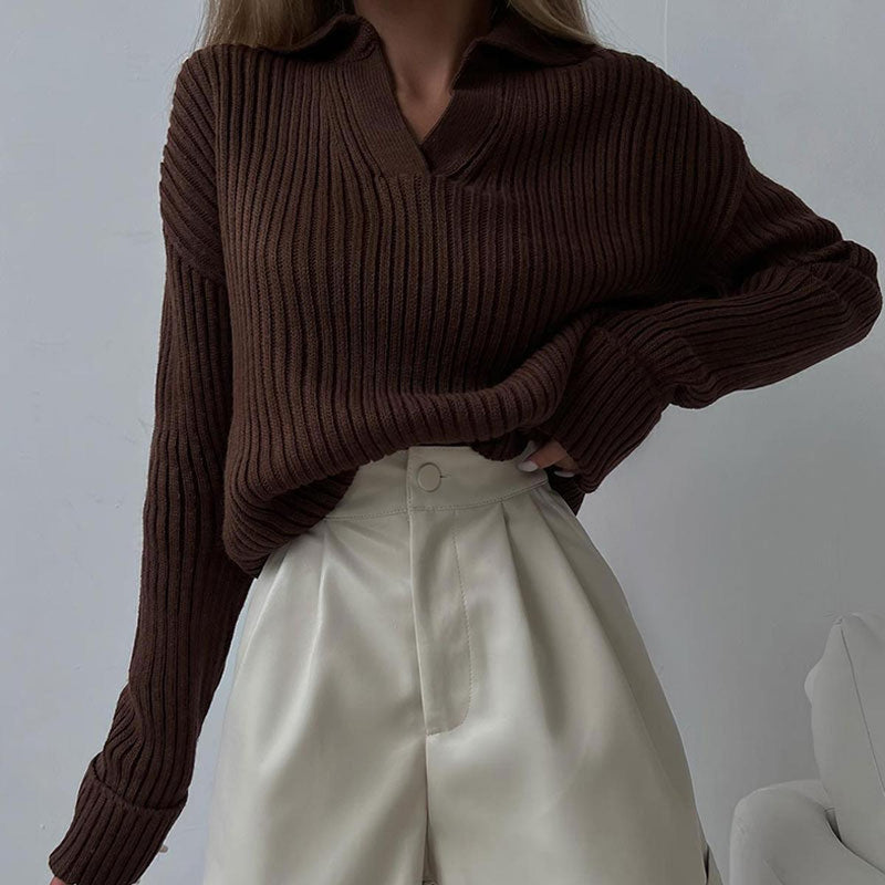 Women&#39;s V-Neck Pullover Sweater