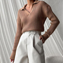 Women&#39;s V-Neck Pullover Sweater