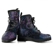Women&#39;s Vegan Leather Ankle Boots With Sun And Moon Motif
