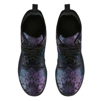 Women&#39;s Vegan Leather Ankle Boots With Sun And Moon Motif