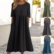 Women&#39;s Versatile Spring Dress With Pockets