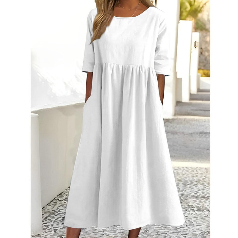 Women&#39;s Vintage Pleated Midi Dress