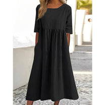 Women&#39;s Vintage Pleated Midi Dress