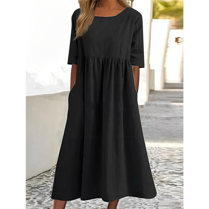 Women&#39;s Vintage Pleated Midi Dress